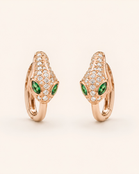 Emerald Eye Serpent Hoop Earrings in rose gold-plated sterling silver