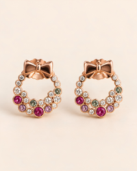 Gemstone Wreath Stud Earrings worn on model