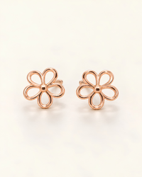 Close-up of Open Flower Stud Earrings showing the wireframe petal detailing