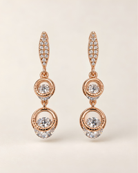Tiered Circle Drop Earrings in rose gold-plated sterling silver