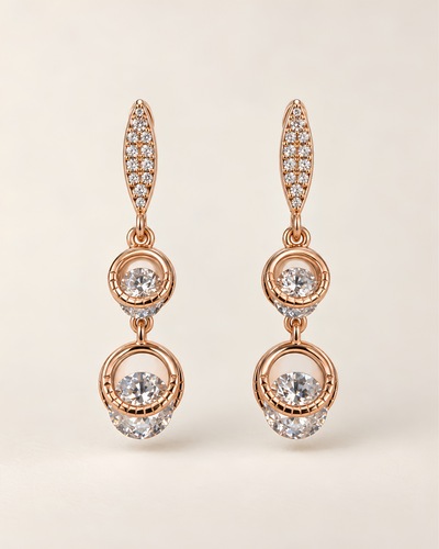 Tiered Circle Drop Earrings in rose gold-plated sterling silver