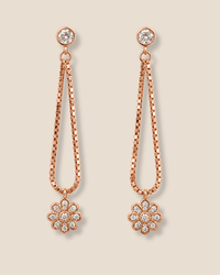 Floral Drop Chain Earrings in rose gold-plated sterling silver