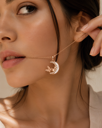 PD010 Crescent Moon Butterfly Pendant Necklace - lifestyle 1