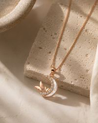 PD010 Crescent Moon Butterfly Pendant Necklace - lifestyle 2