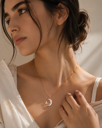 PD010 Crescent Moon Butterfly Pendant Necklace - lifestyle 3
