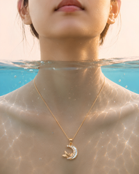 PD010 Crescent Moon Butterfly Pendant Necklace - lifestyle 4
