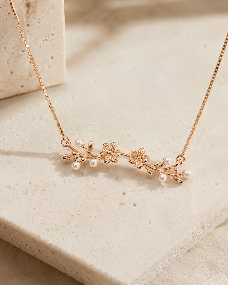 PD012 Pearl Blossom Branch Necklace - lifestyle 1