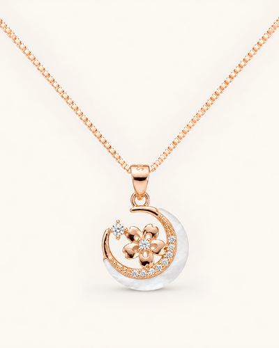 PD018 Crescent Moon Pearl Pendant Necklace - primary