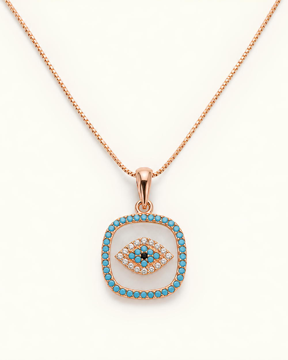 PD020 Turquoise Evil Eye Pendant Necklace - primary
