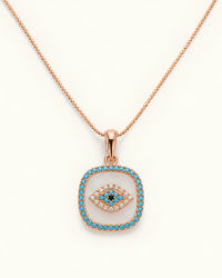 PD020 Turquoise Evil Eye Pendant Necklace - primary
