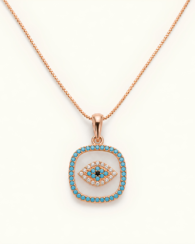 PD020 Turquoise Evil Eye Pendant Necklace - primary
