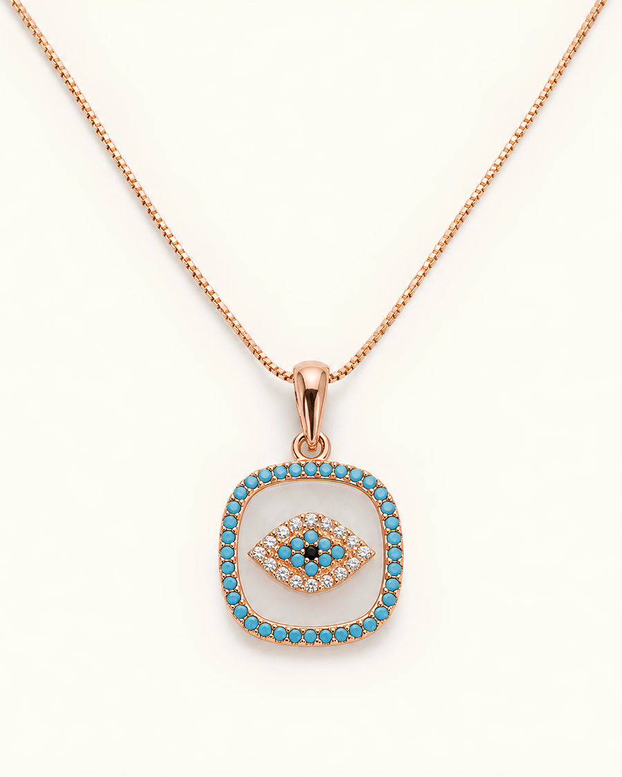 PD020 Turquoise Evil Eye Pendant Necklace - primary